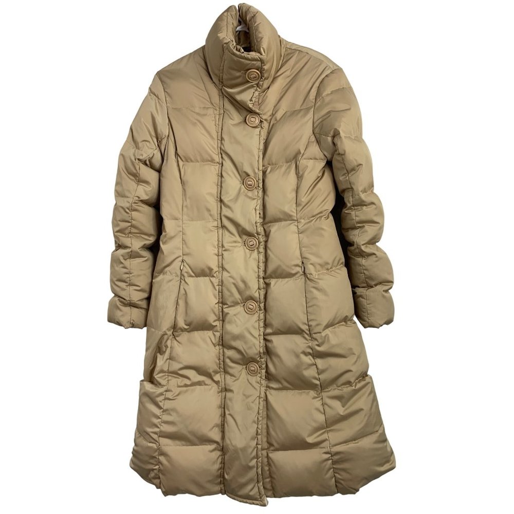 Size Small Womens Andrew Marc Goose Down Puffer Coat Quilted Beige EUC 6522